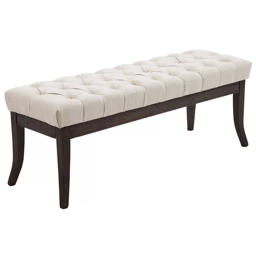 Banquette avec pieds en bois assise en tissu
