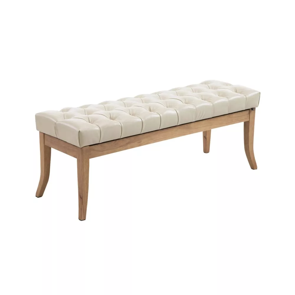 Banquette avec pieds en bois assise en pvc et synthetique