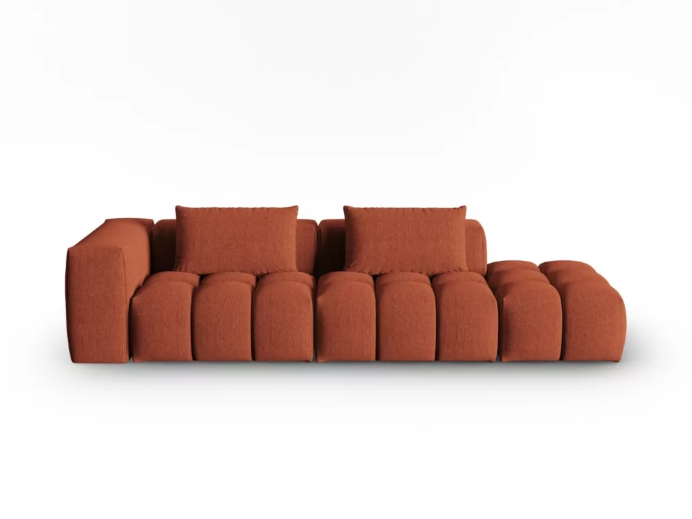 Canapé modulable 3 places en tissu structurel corail