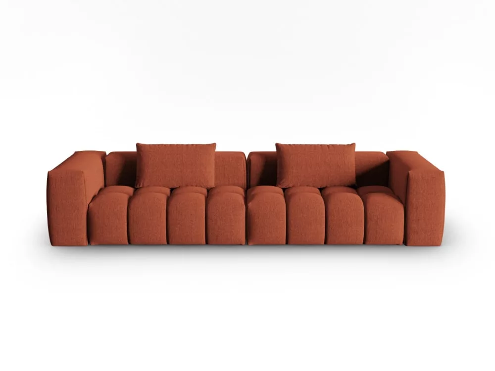 Canapé modulable 5 places en tissu structurel corail