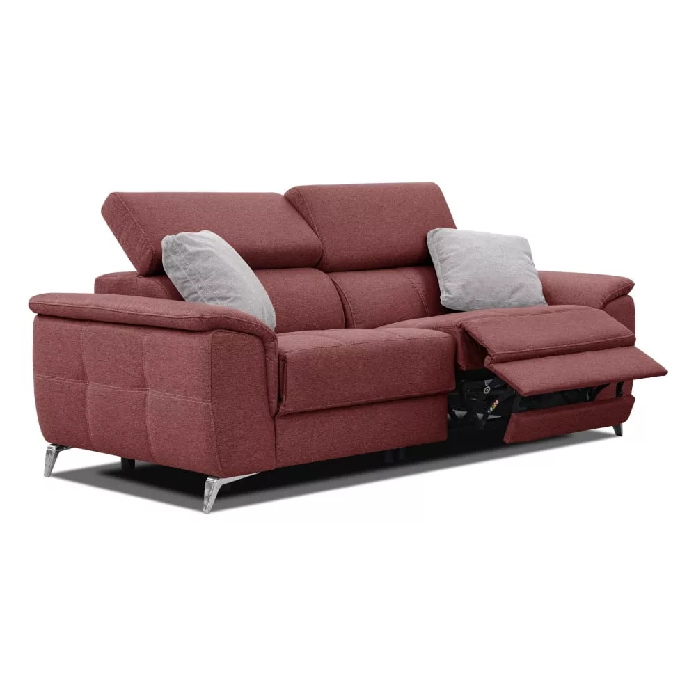Canapé avec 2 relax électriques tissu brique et