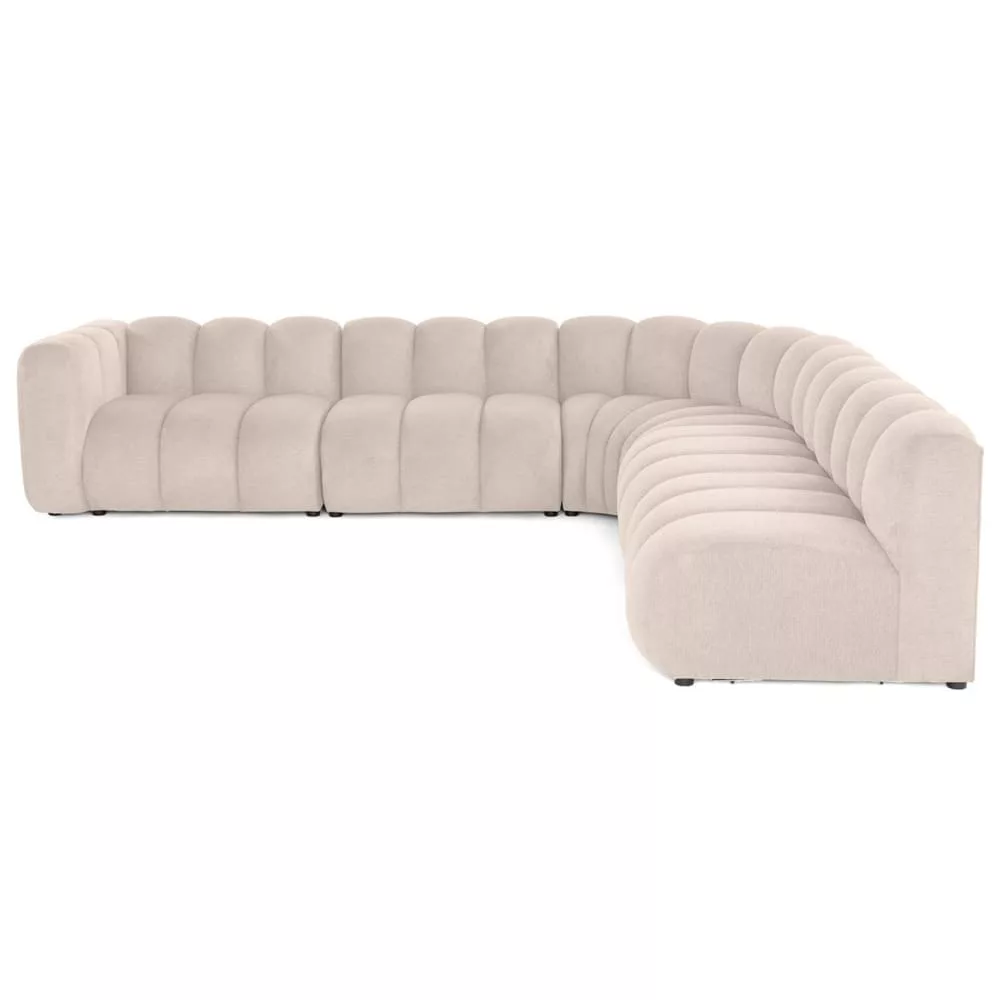 Canapé modulable 5 places en tissu texturé