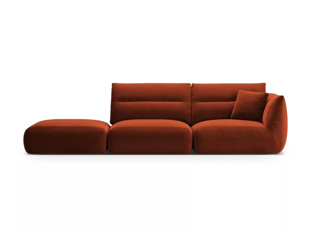 Canapé modulable 4 places en velours auburn