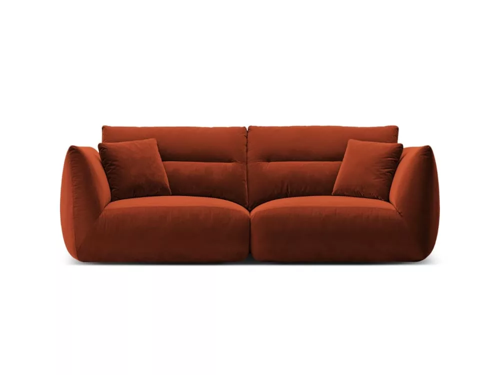 Canapé modulable 3 places en velours auburn