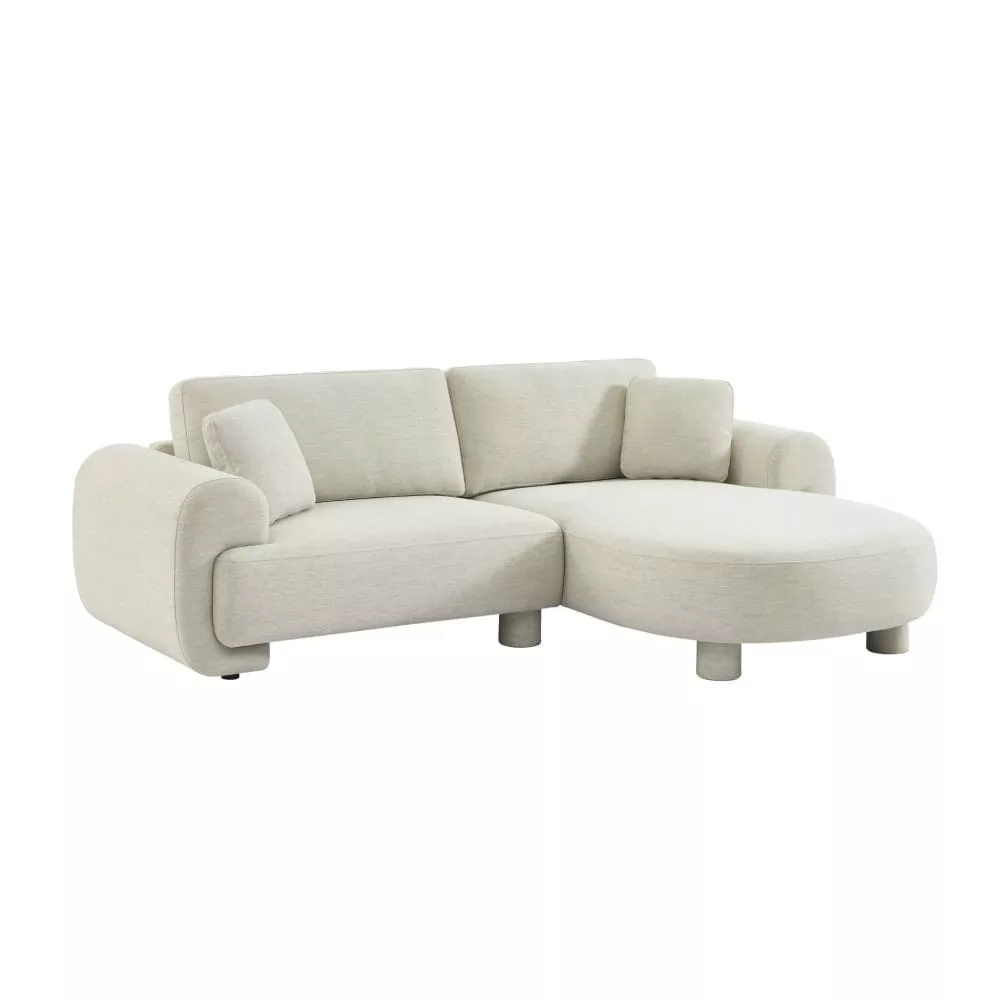 Canapé d'angle 3 places tissu. pieds ronds / 88 cm – Zenio Tissu