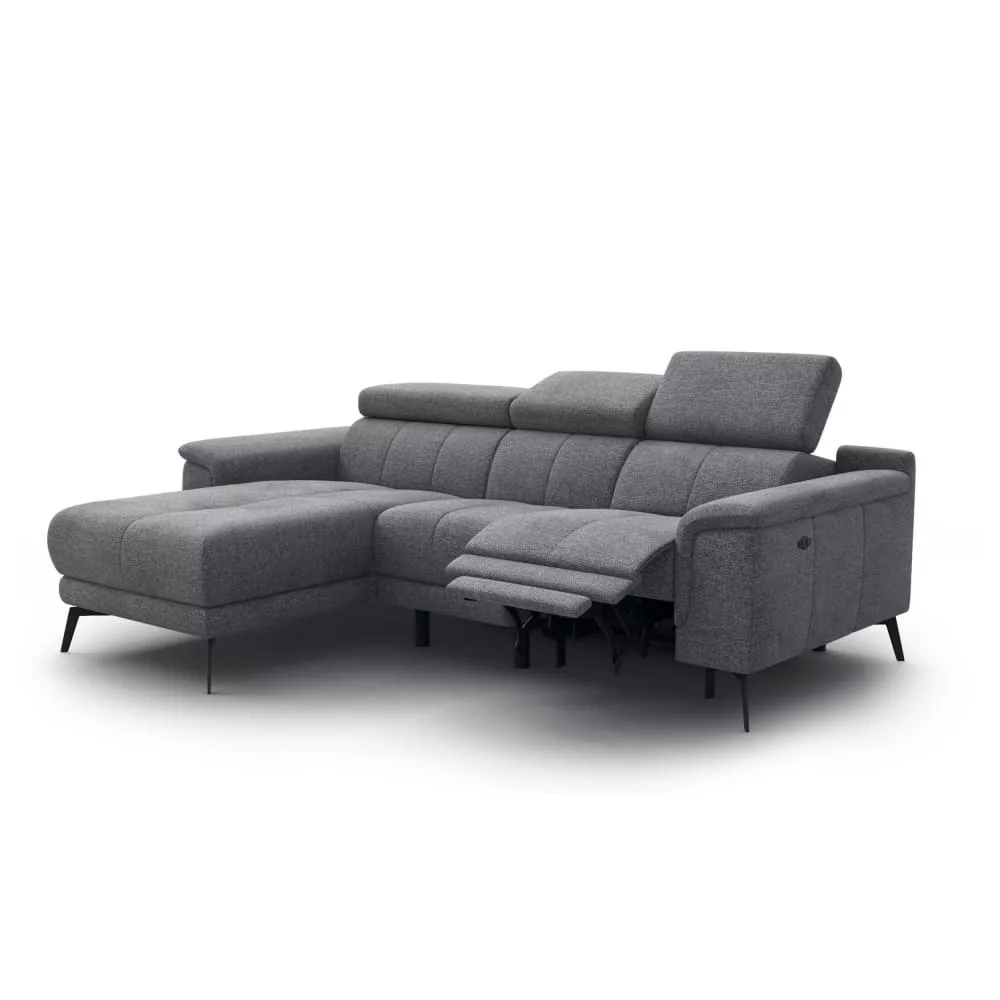 Canapé d’angle 3 places avec 1 relax et appuie-tête réglables