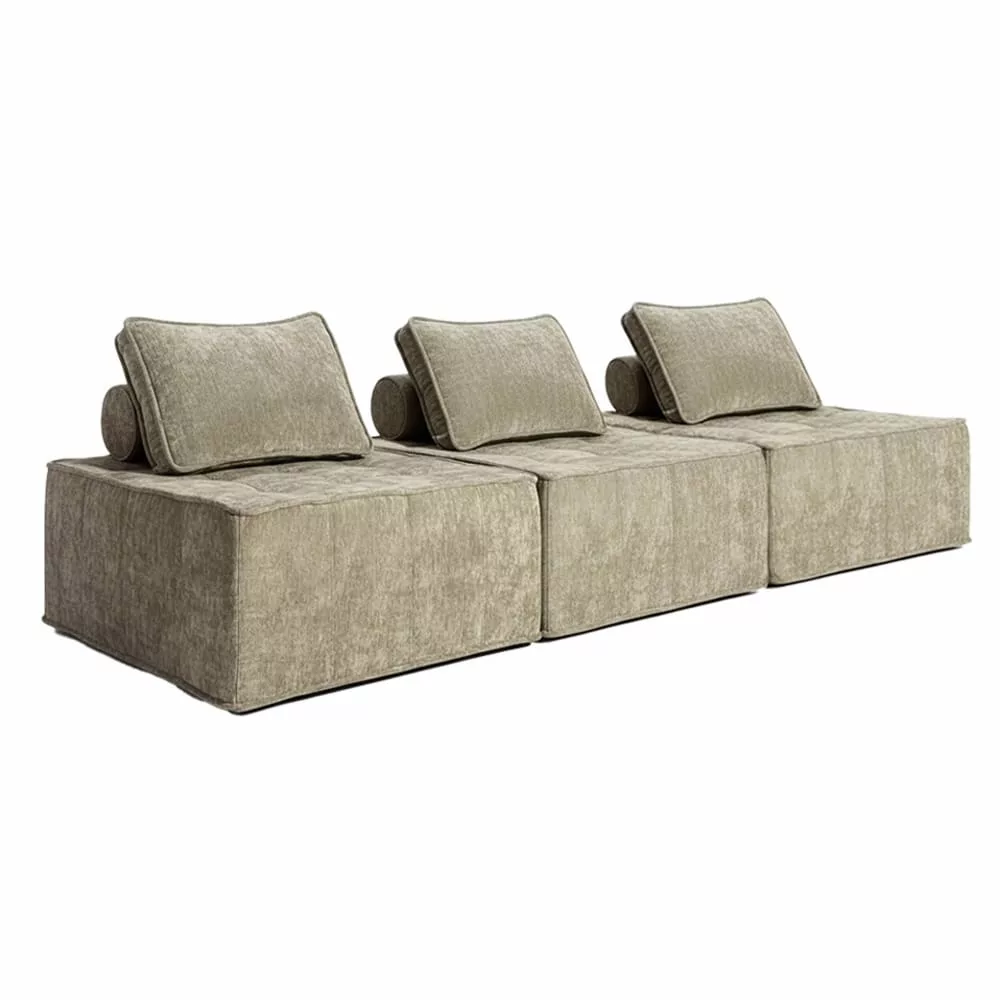 Canapé modulable 3 places en tissu avec coussins l 255 cm