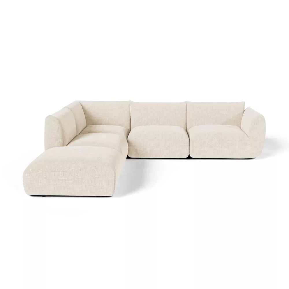 Canapé grand angle modulable 7 places velours chenillé