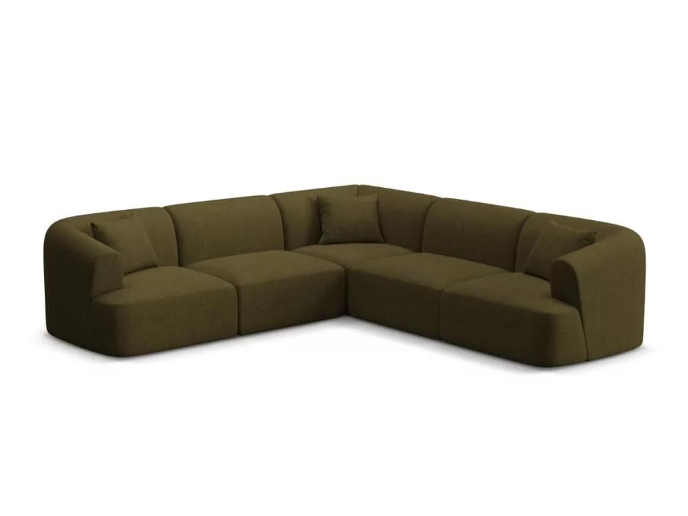 Canapé d'angle symétrique modulable 6 places en tissu structurel