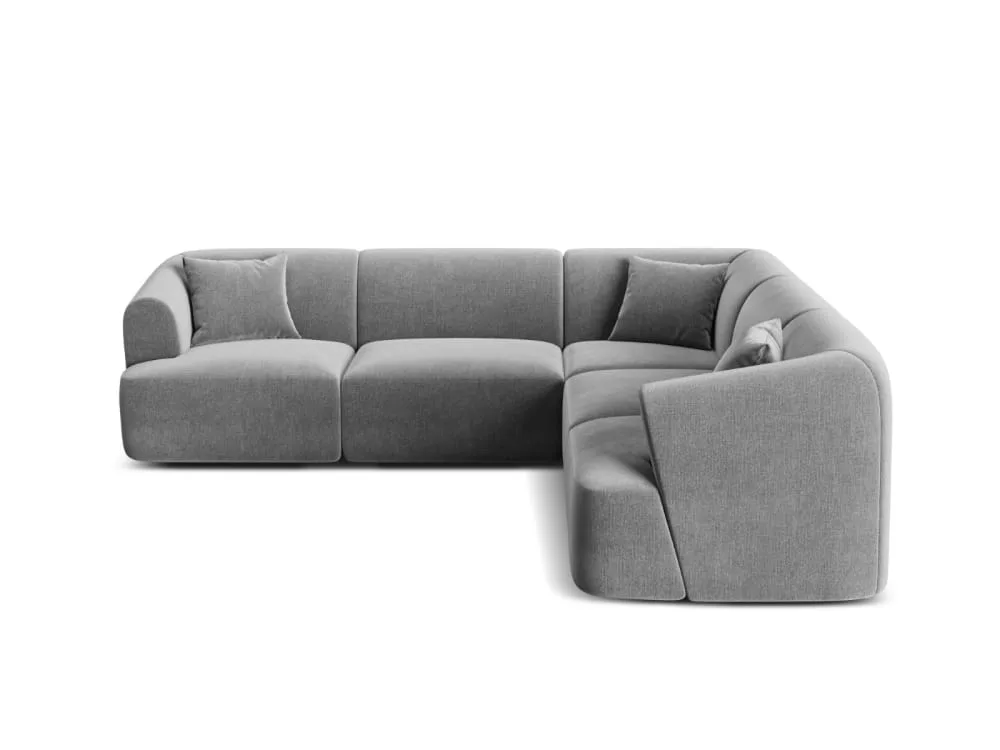 Canapé d'angle symétrique modulable 6 places en velours
