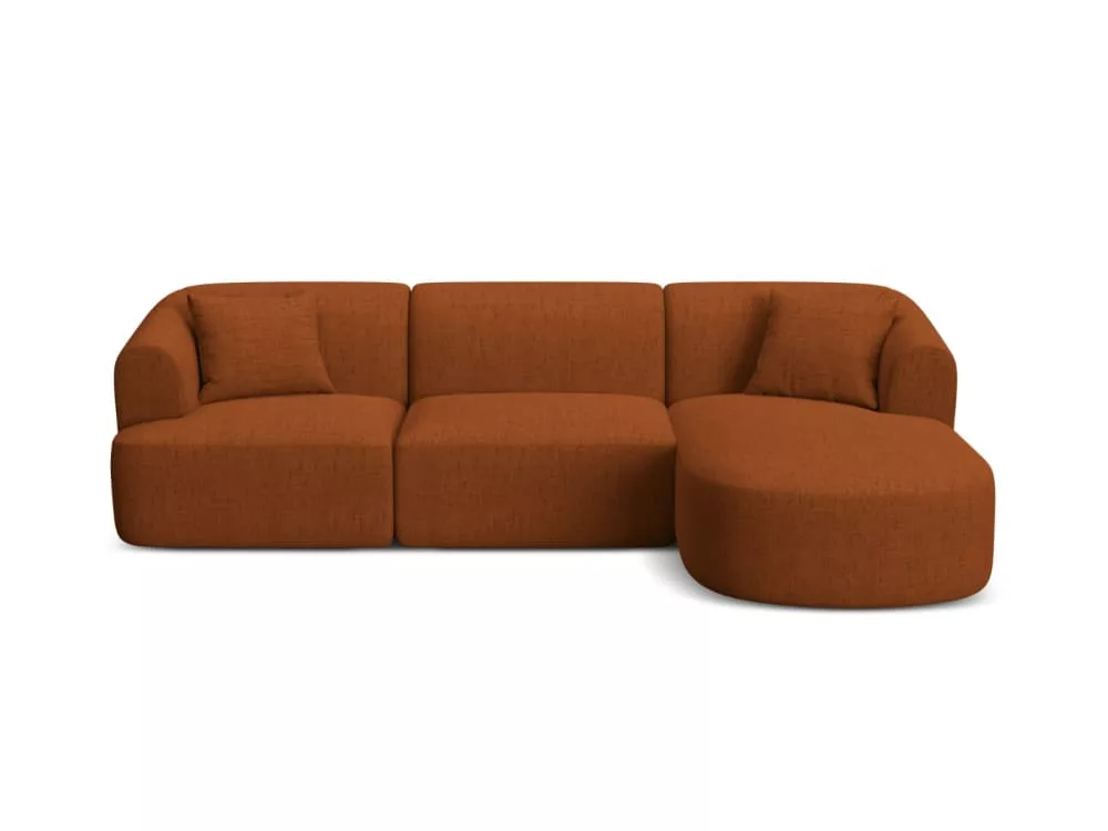 Canapé d'angle modulable 4 places en tissu structurel brique