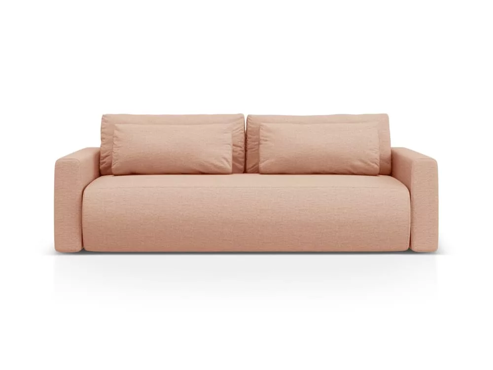 Canapé convertible 3 places avec coffre en tissu structurel pêche