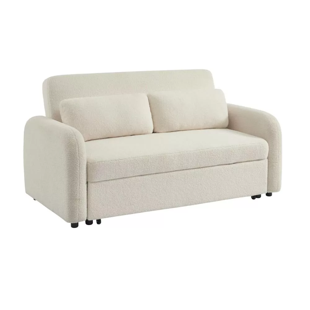 Canapé convertible arrondi 2 places bouclette – Lino