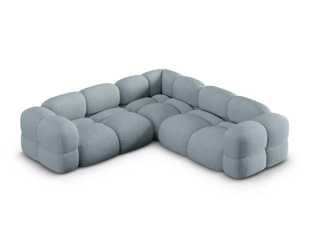 Canapé d'angle symétrique 4 places en tissu structurel pastel