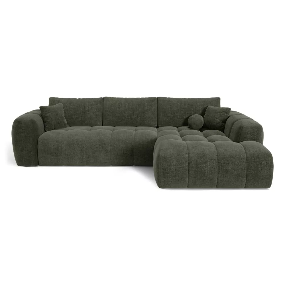 Canapé angle convertible coffre 5 places tissu tramé