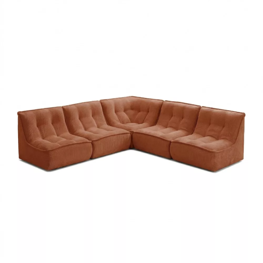 Canapé d'angle modulable 5 places l250 cm en velours côtelé