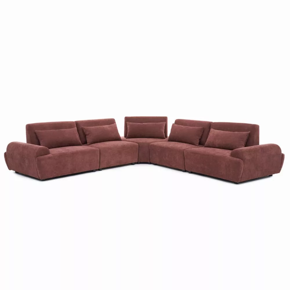 Canapé d'angle modulable 5 places dossier ajustable 340 cm brûlé