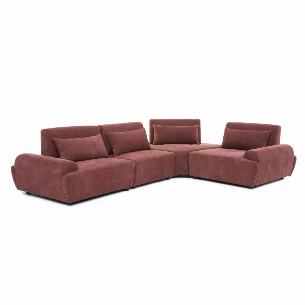 Canapé d'angle modulable 4 places dossier ajustable 340 cm brûlé
