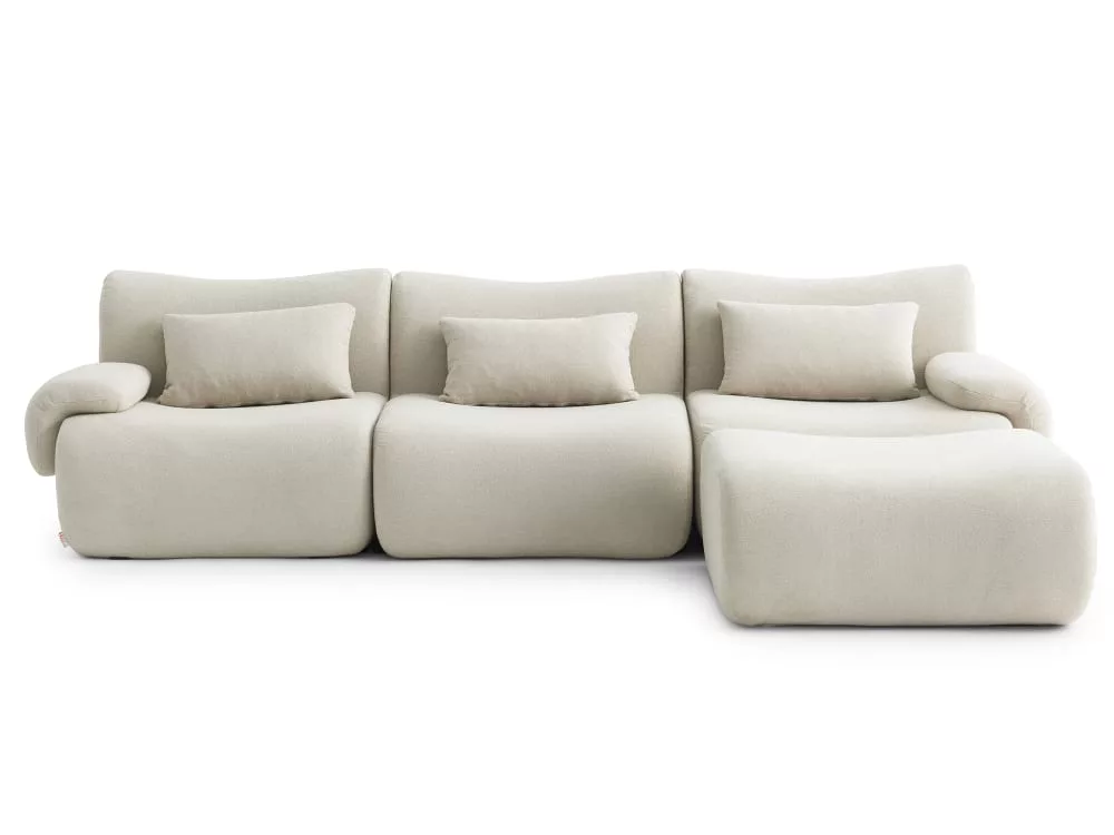 Canapé d'angle 3 places avec méridienne tissu fine boucle