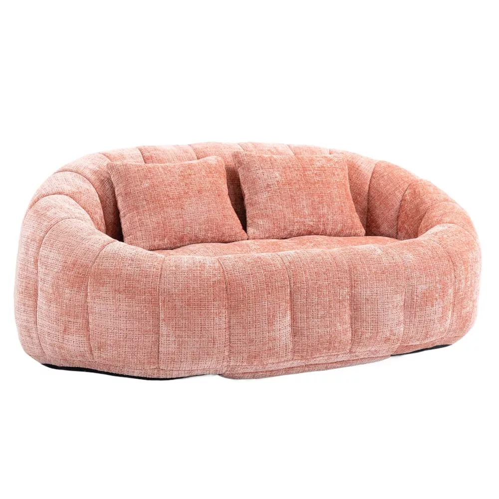 Canapé 2 places en chenille grand fauteuil relax, 2 coussins