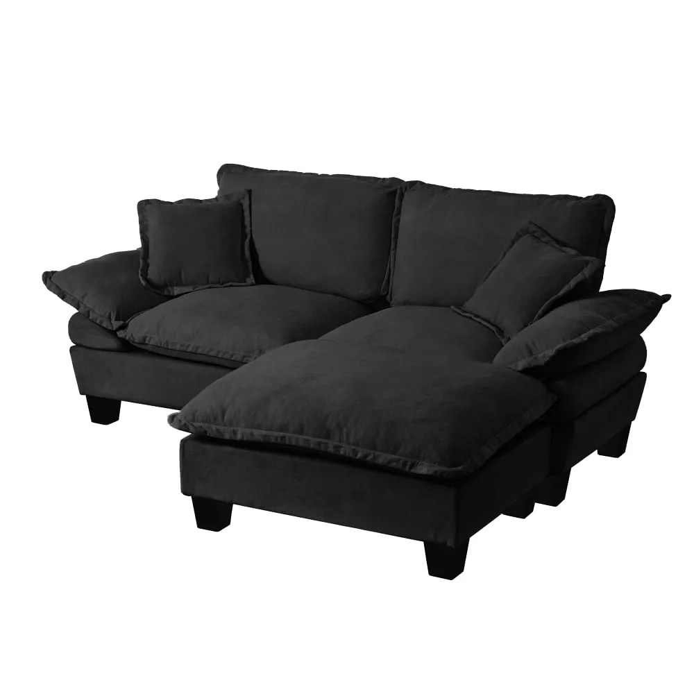 Canapé d'angle modulaire en chenille avec ottomane