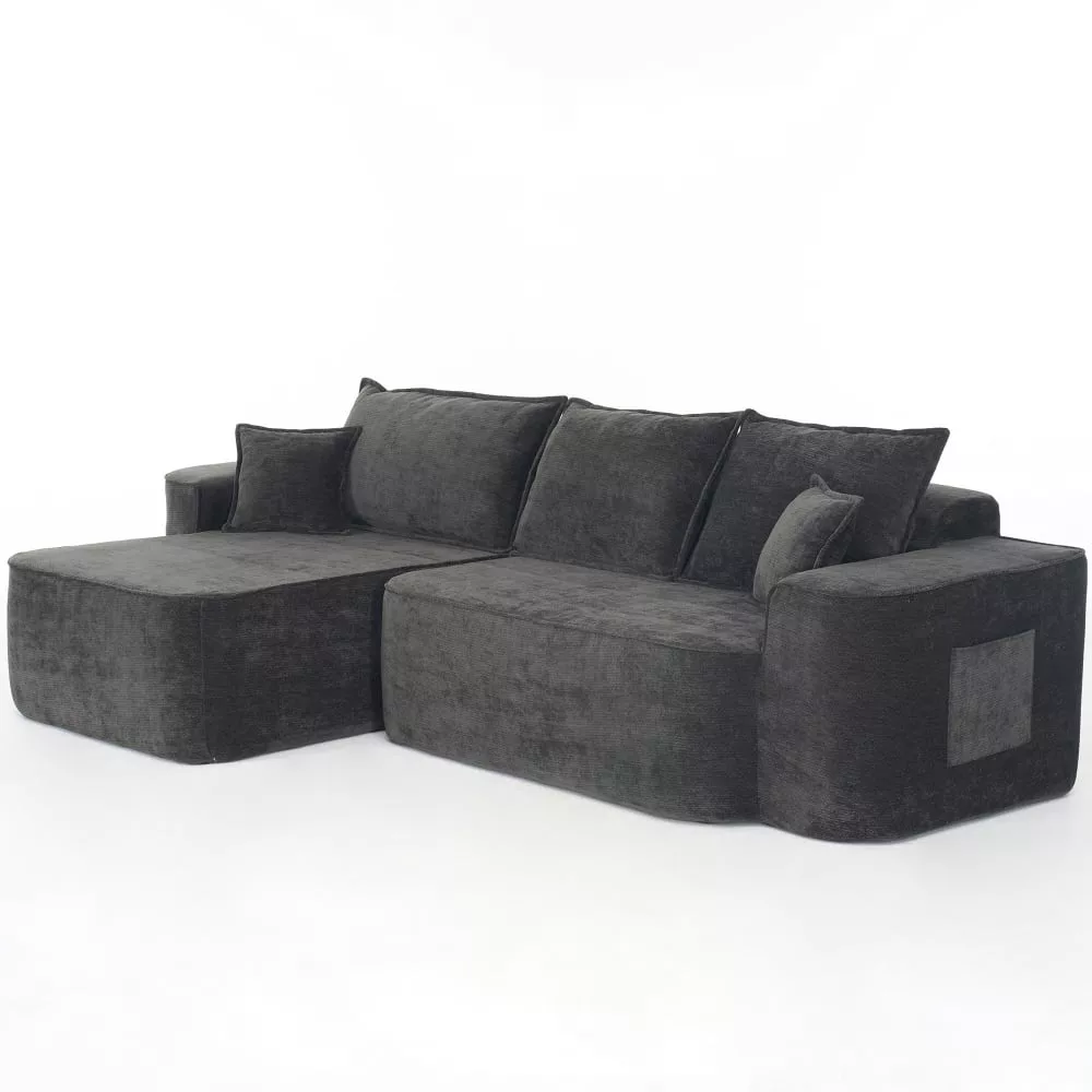 Canapé d'angle en chenille avec modules