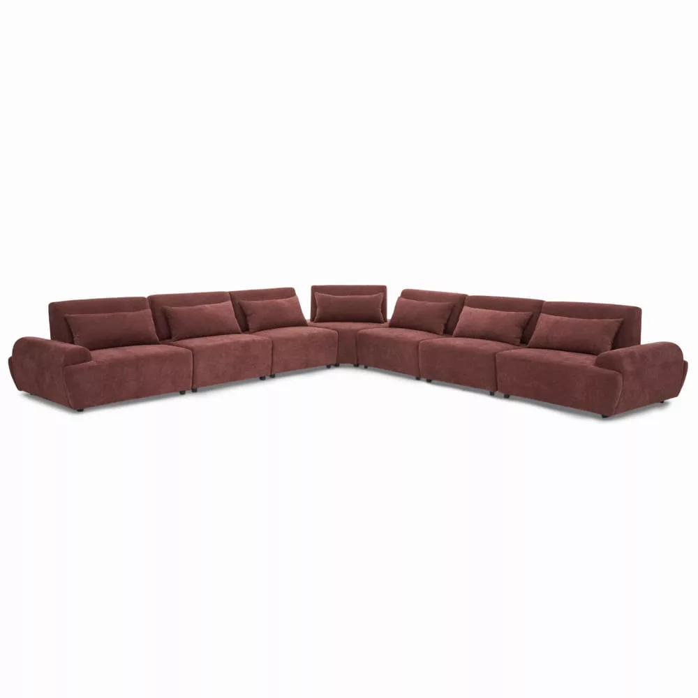 Canapé d'angle modulable tissu 7 places dossier ajustable brulé