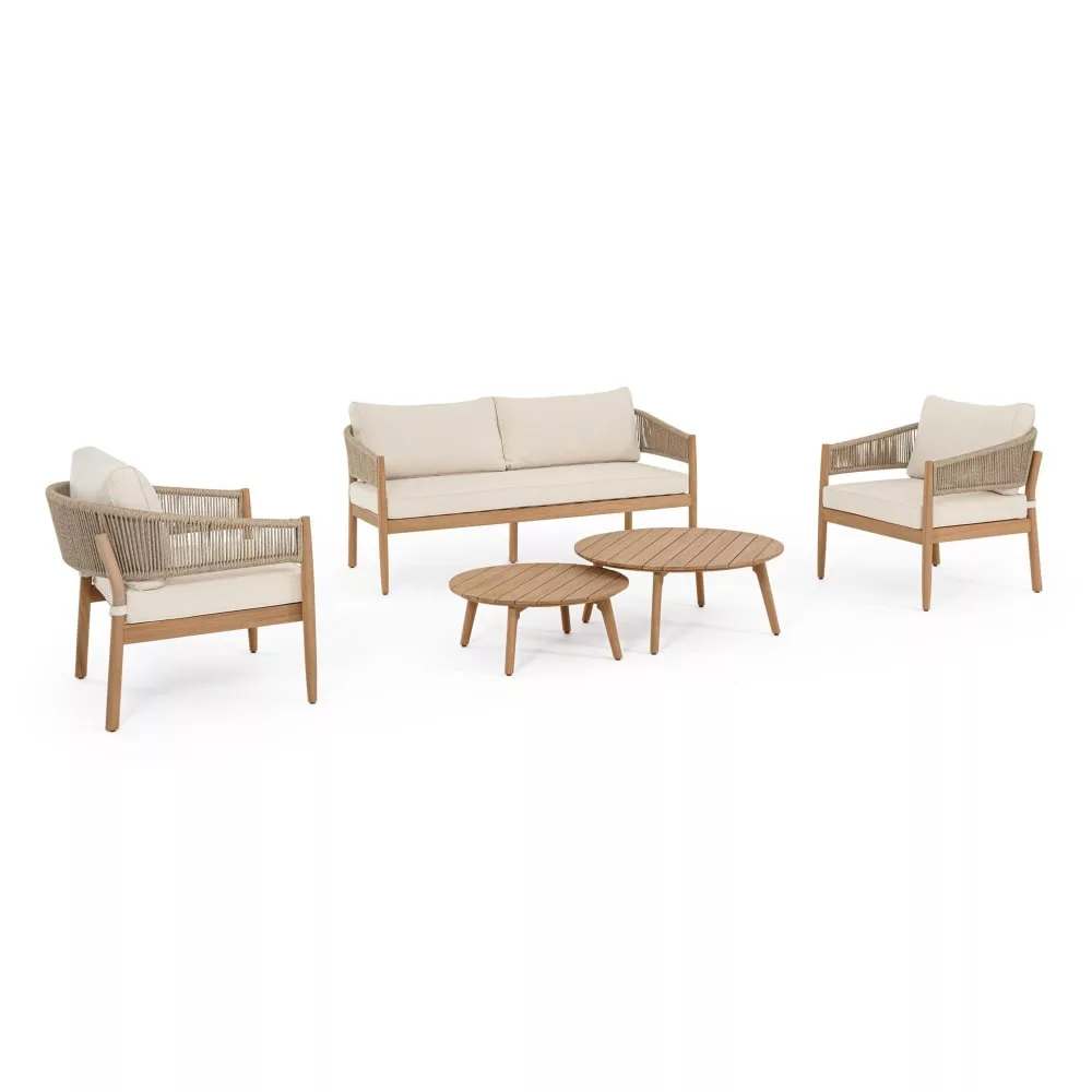 Ensemble de salon complet avec canapé, 2 fauteuils et 2 tables basses