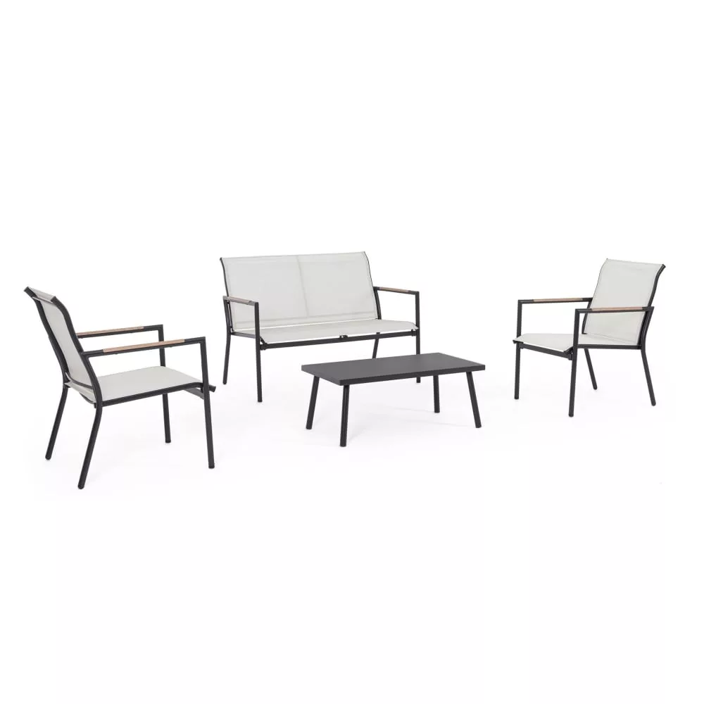 Ensemble de salon complet avec canapé, fauteuils et table basse