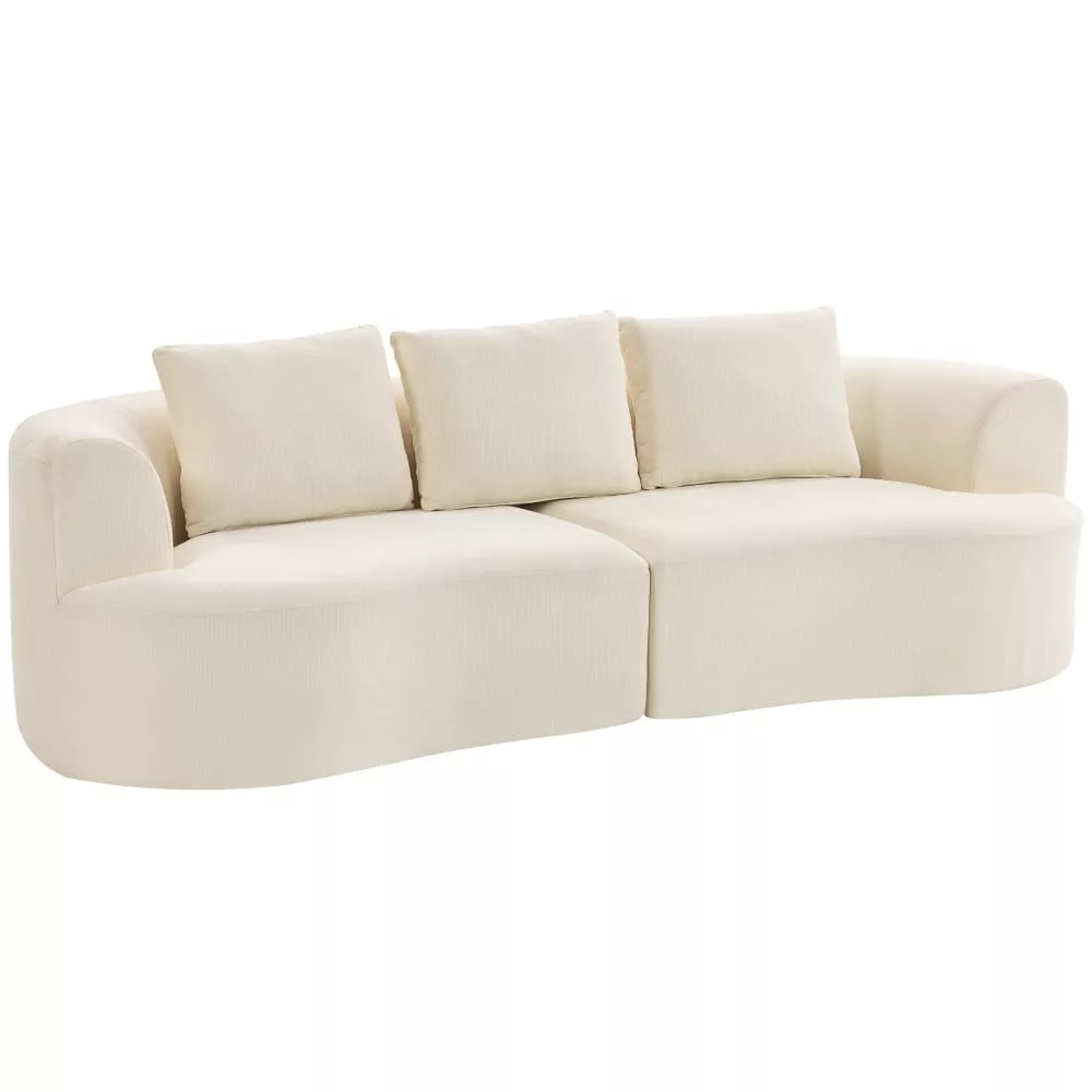 Canapé 3 places avec assise large et 3 coussins chenille