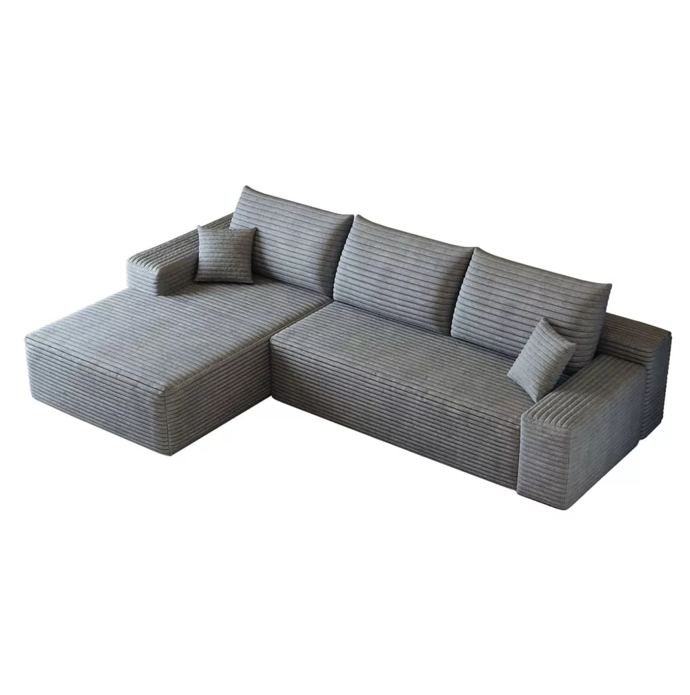 Canapé d'angle compressé en tissu avec méridienne 270 cm