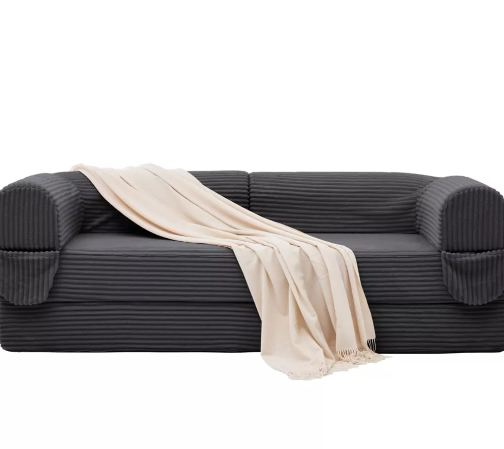 Canapé 2 places en tissu côtelé avec couchage