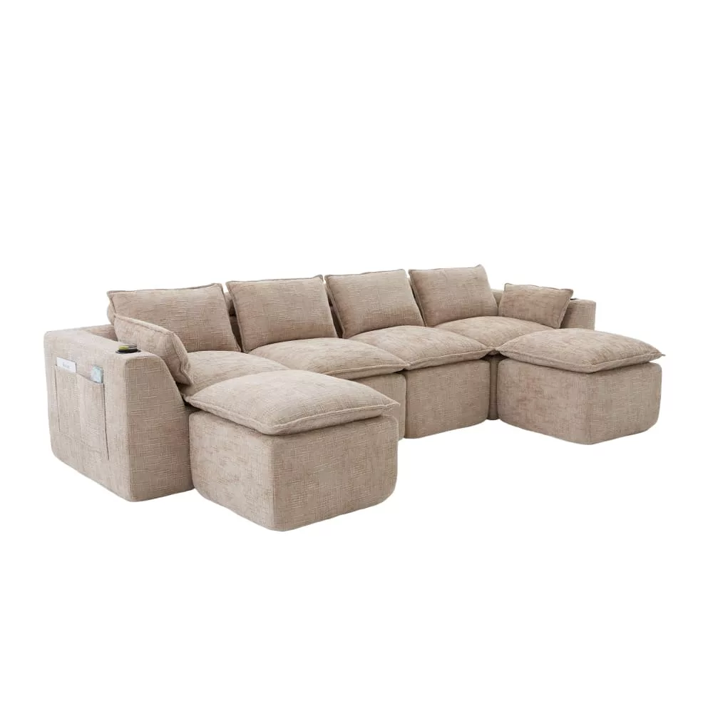 Canapé modulable en chenille avec poches