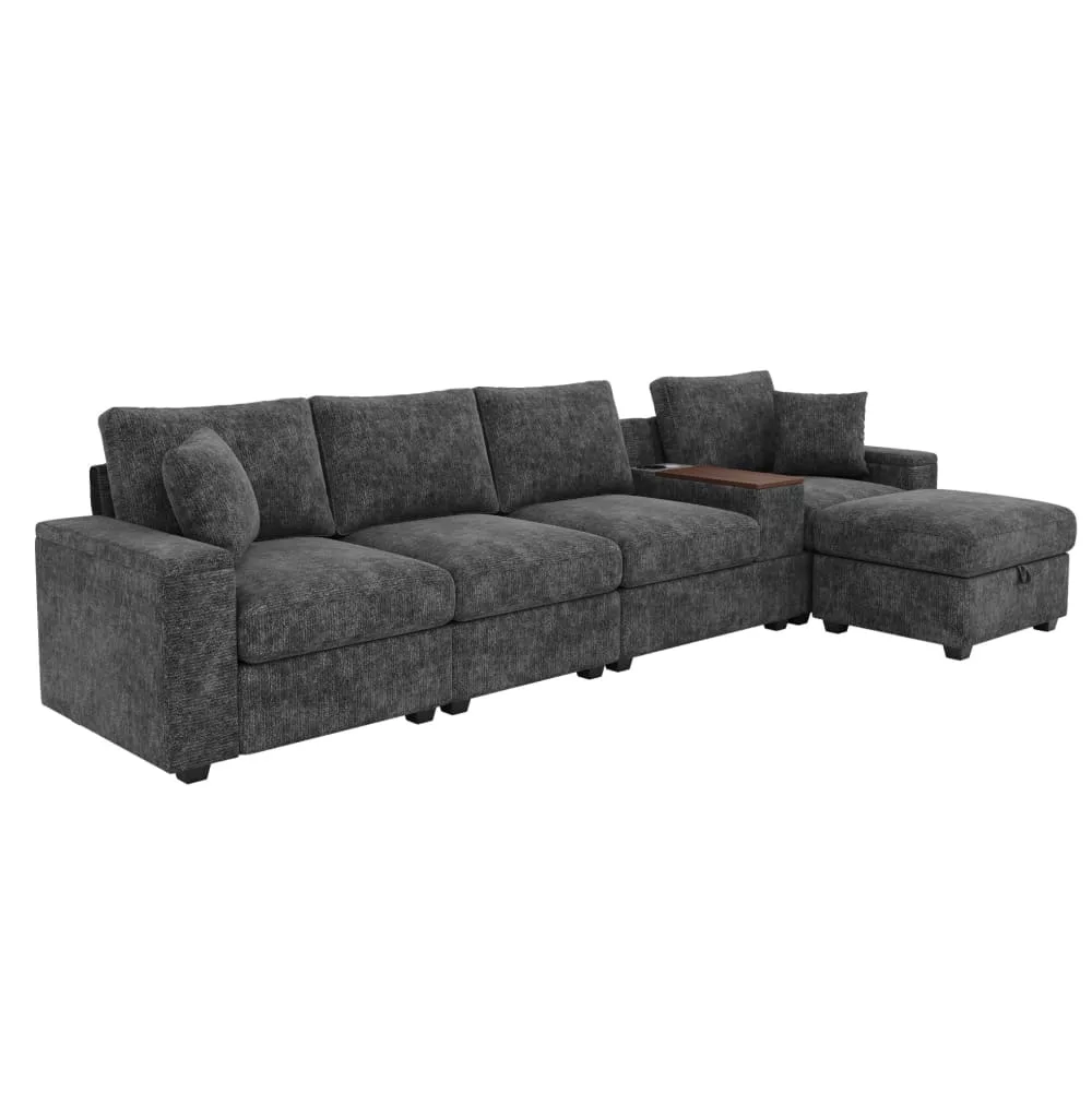 Canapé modulaire en chenille avec rangement