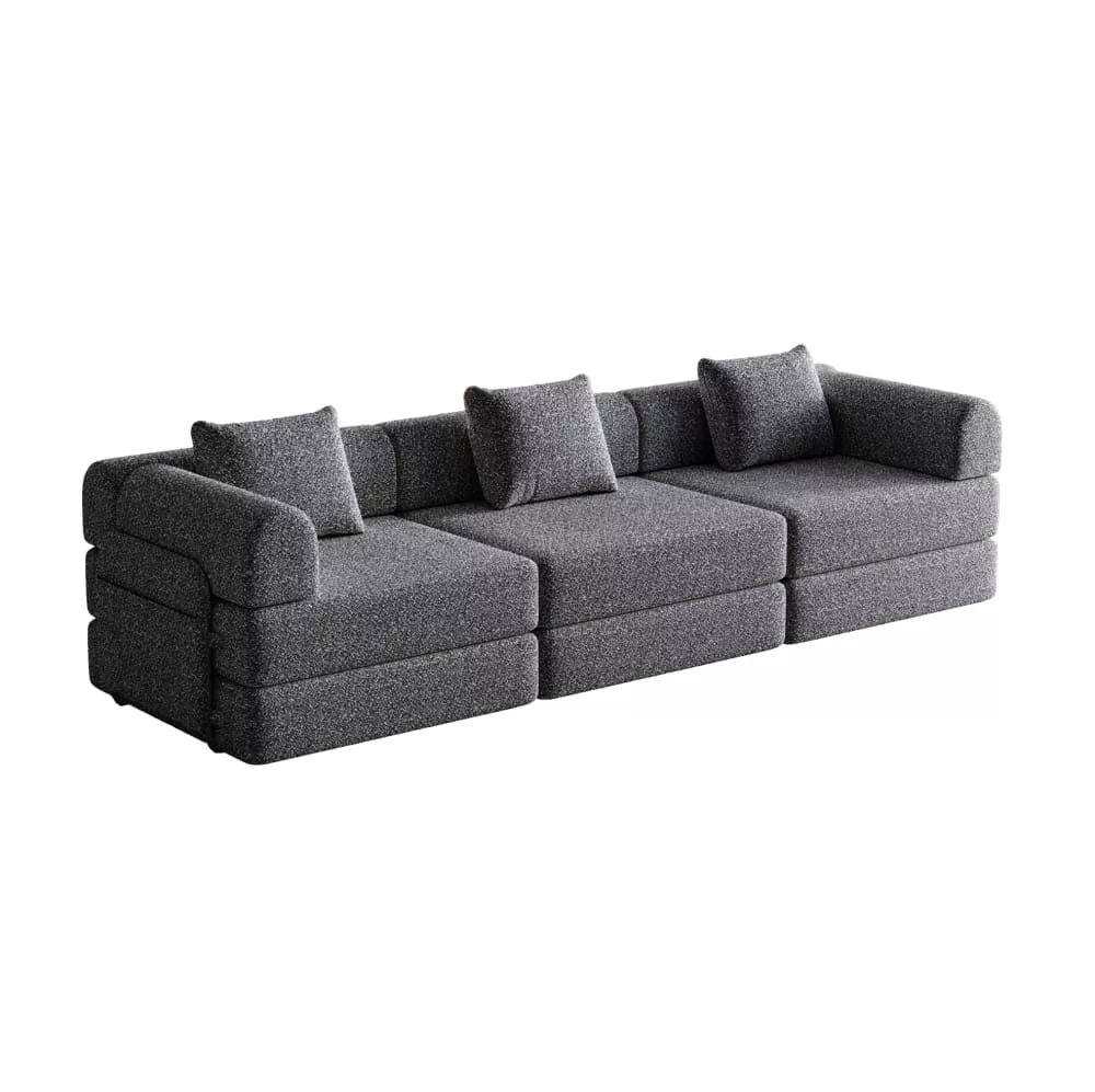 Canapé convertible en chenille avec rangement accoudoir