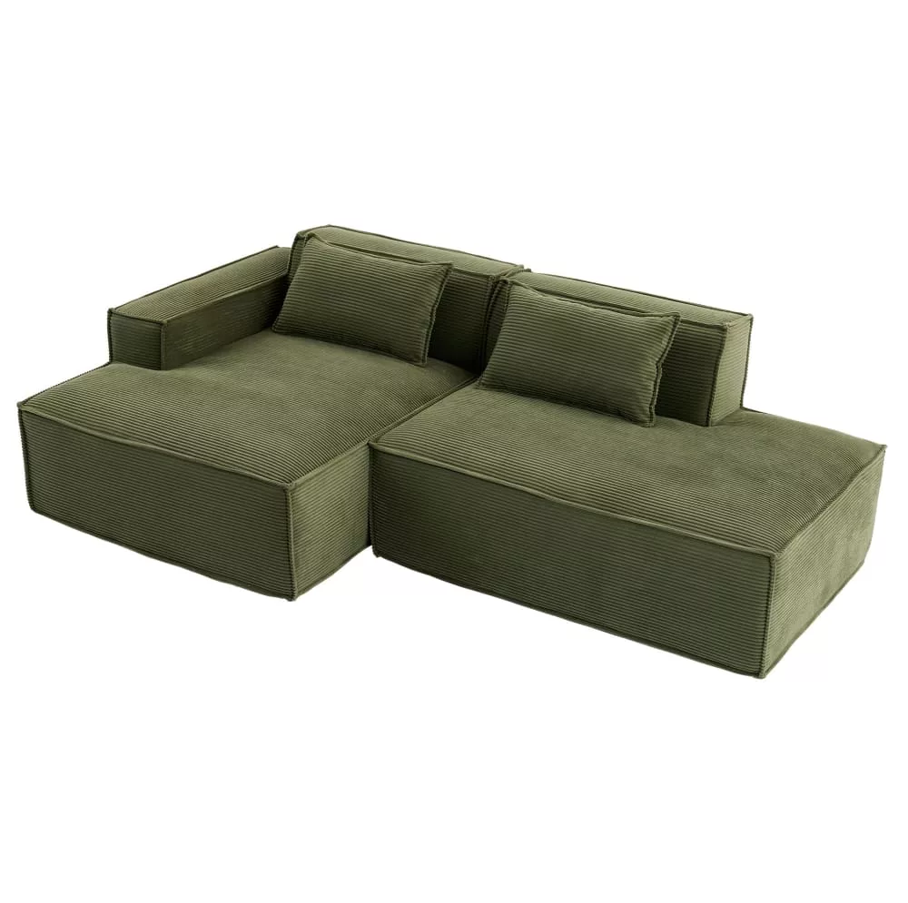 Canapé d'angle compressé en polyester avec coussins