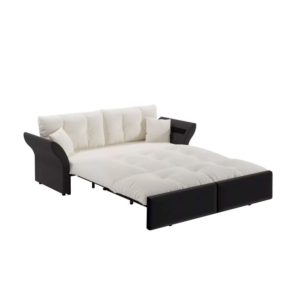 Canapé 3 en 1 en velours avec 2 coussins