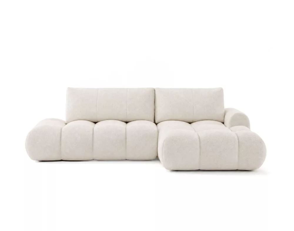 Canapé d'angle 4 places convertible coffre tissu bouclette