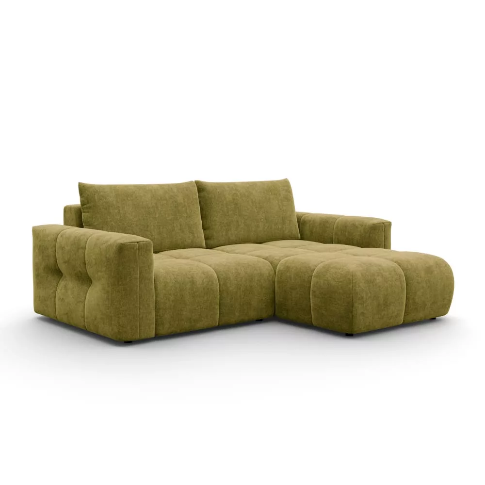Canapé d'angle 3 places tissu khaki