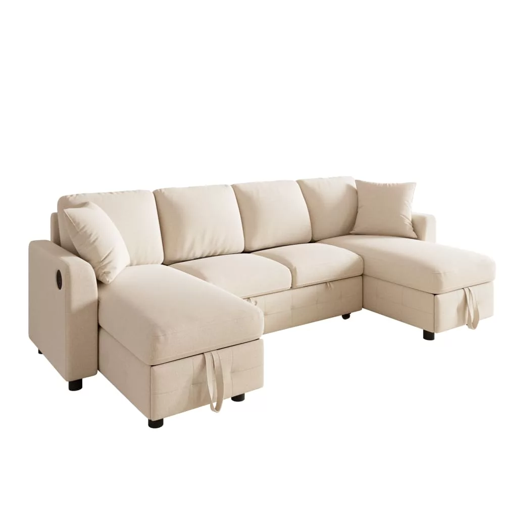 Canapé d’angle convertible 4 places chenille