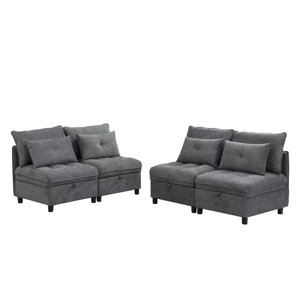 Canapé modulable chenille antique 4 places