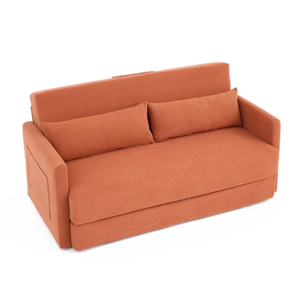 Canapé-lit pliable en polyester avec coussins