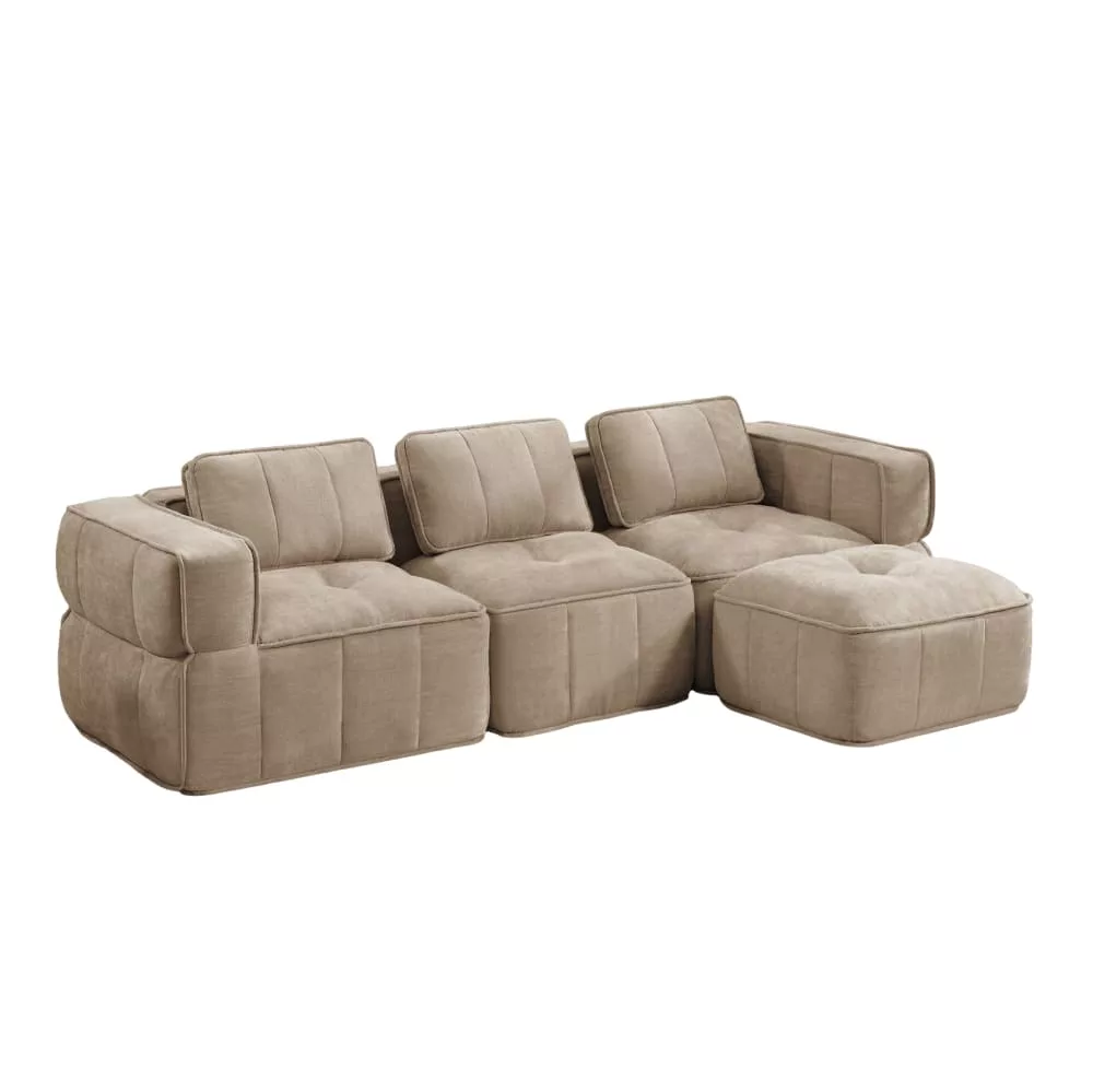 Canapé modulable en polyester avec pouf