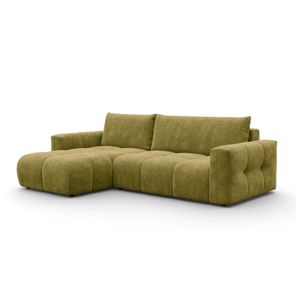 Canapé d'angle 4 places tissu khaki