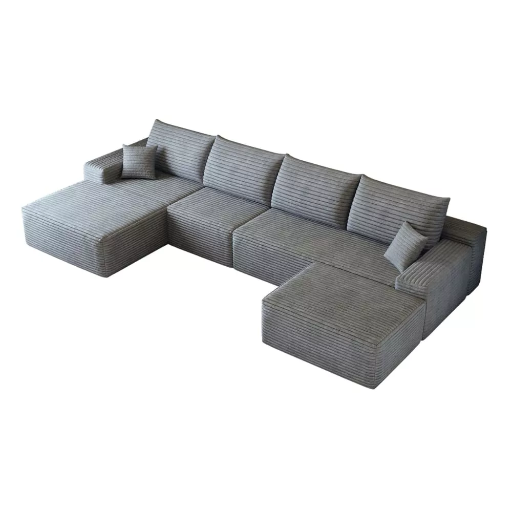 Canapé compressé d'angle modulable velours côtelé