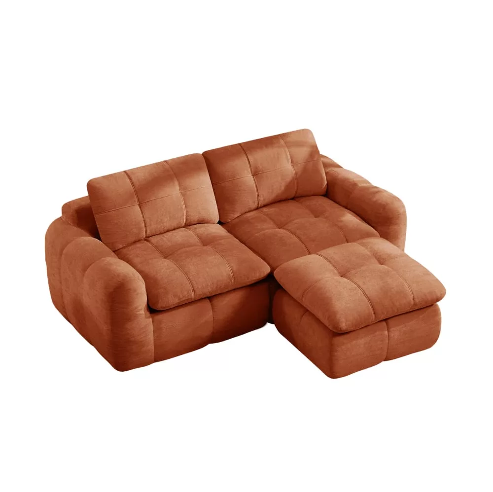 Canapé compressé modulable avec pouf, chenille