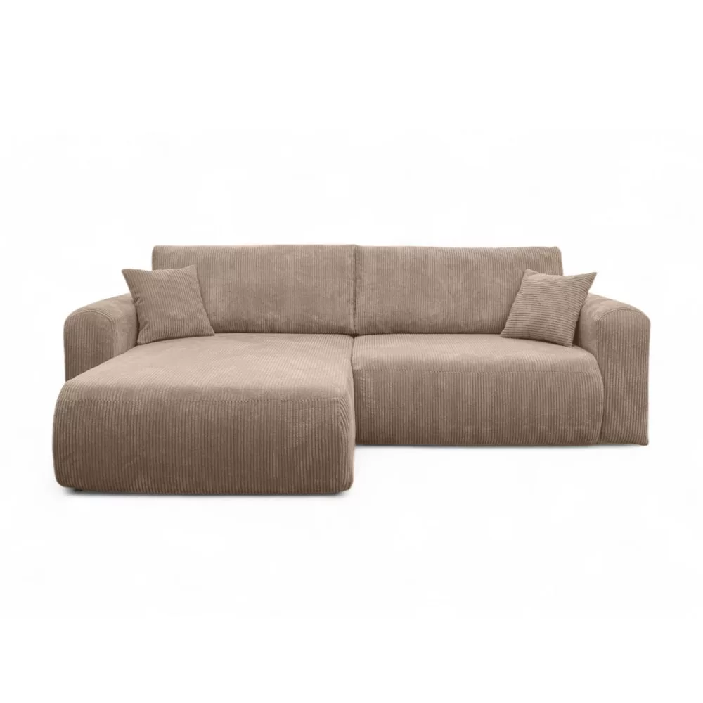 Canapé ALYA d'angle compacte réversible et convertible 4 places en velours côtelé