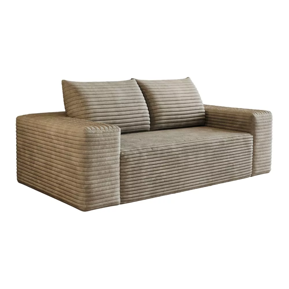 Canapé modulaire en velours polyester côtelé chamois