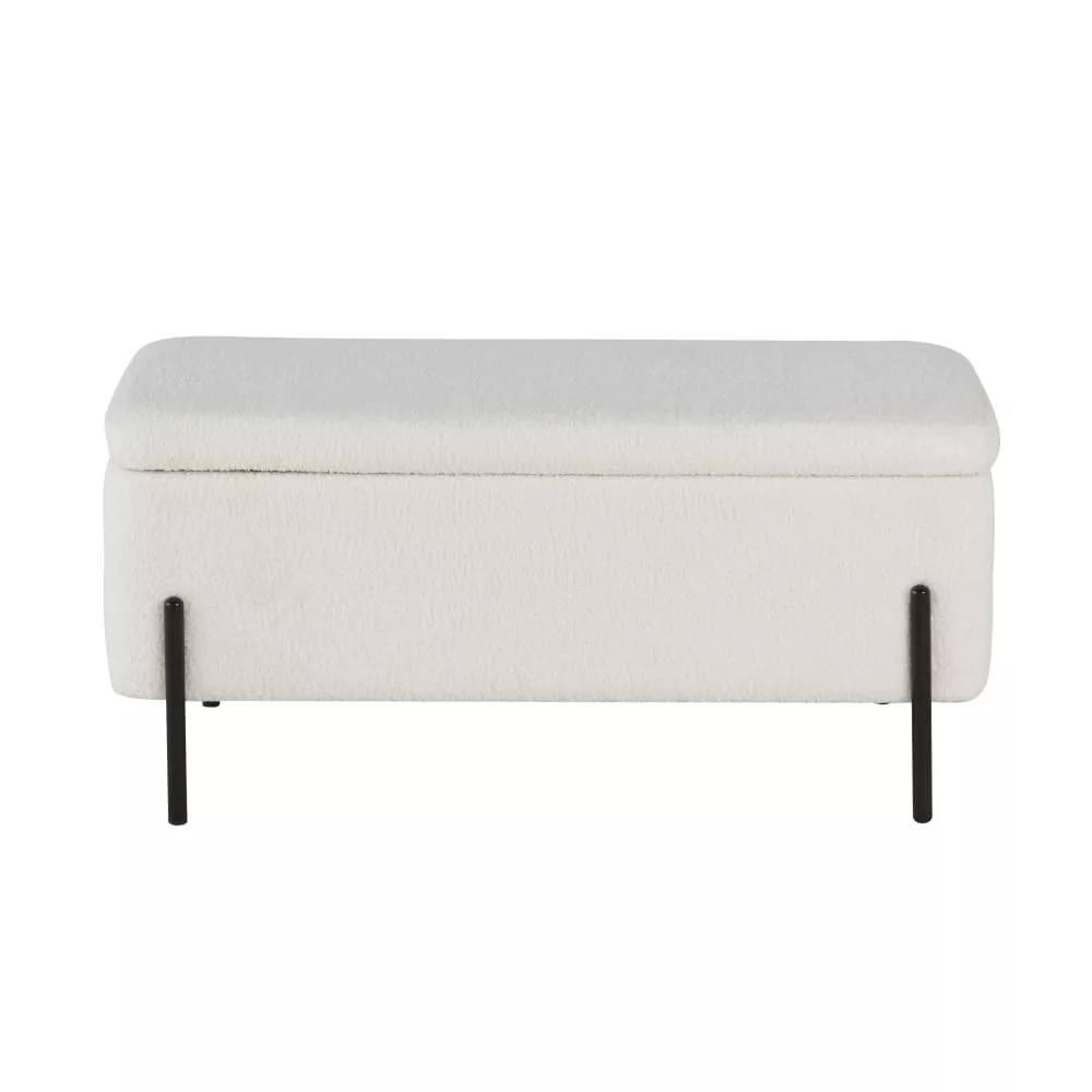 Banquette-coffre bouclettes blanches