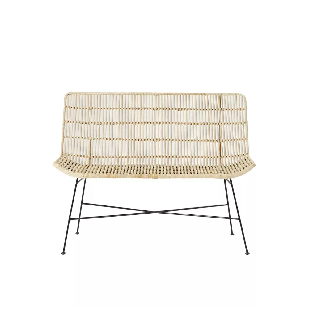 Banquette en rotin et métal